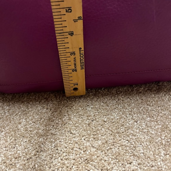 Audrey Brooke Large Leather Fuchsia 3 compartment Satchel- NWT - Picture 6 of 14